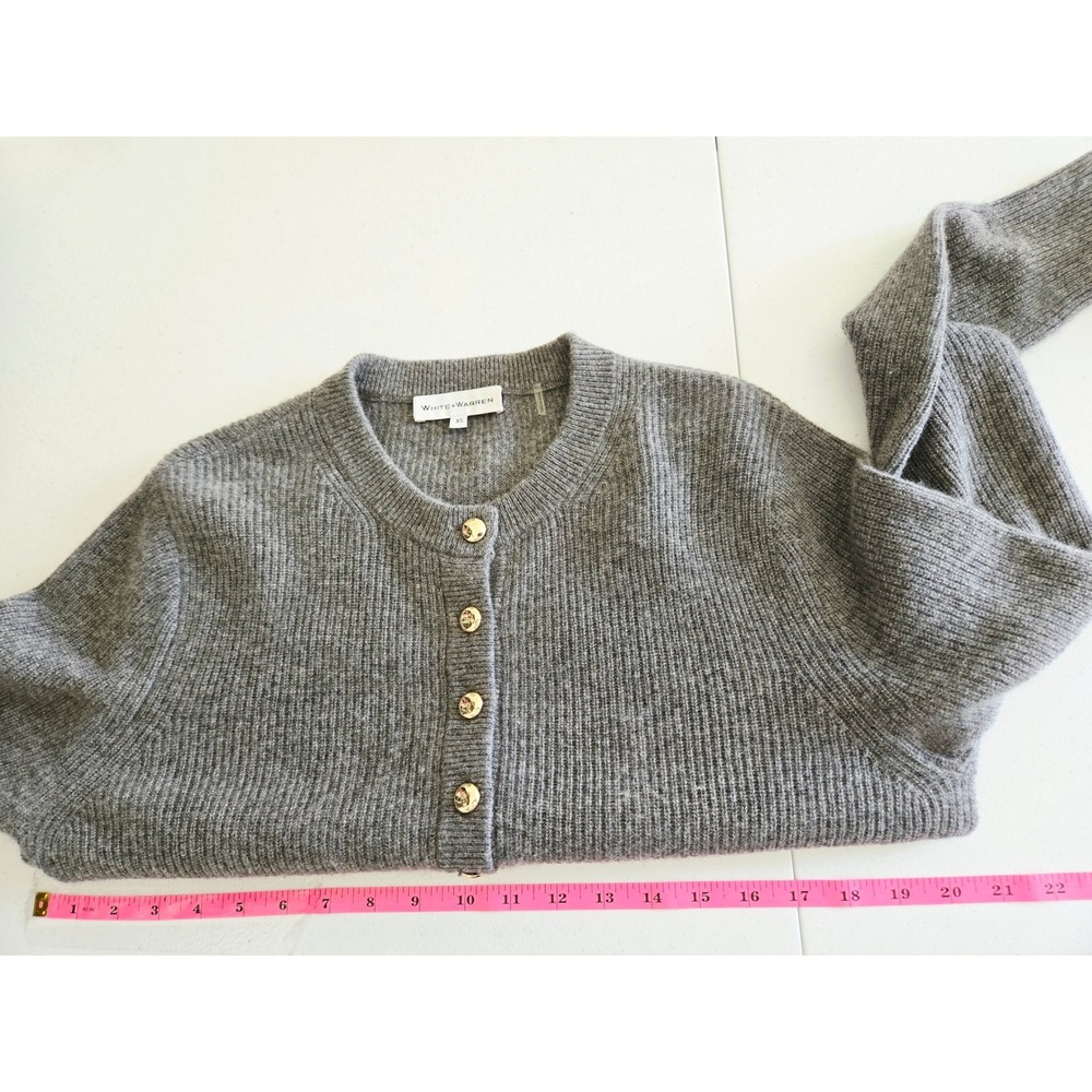 White + Warren Womens XS Sweater Grey Ribbed 100% Cashmere Henley Tuckernuck - Picture 7 of 9